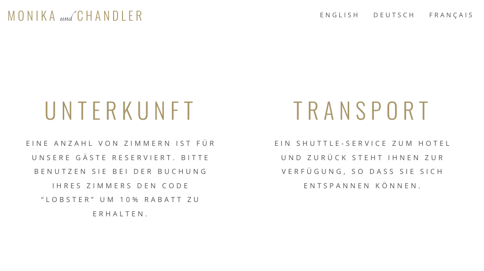 WedSites wedding website translated into German