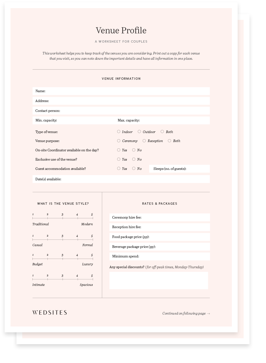 Venue profile worksheet